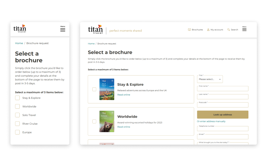 Increased brochure sign-ups by 25% through split testing and user-centered design updates on a brochure request web page