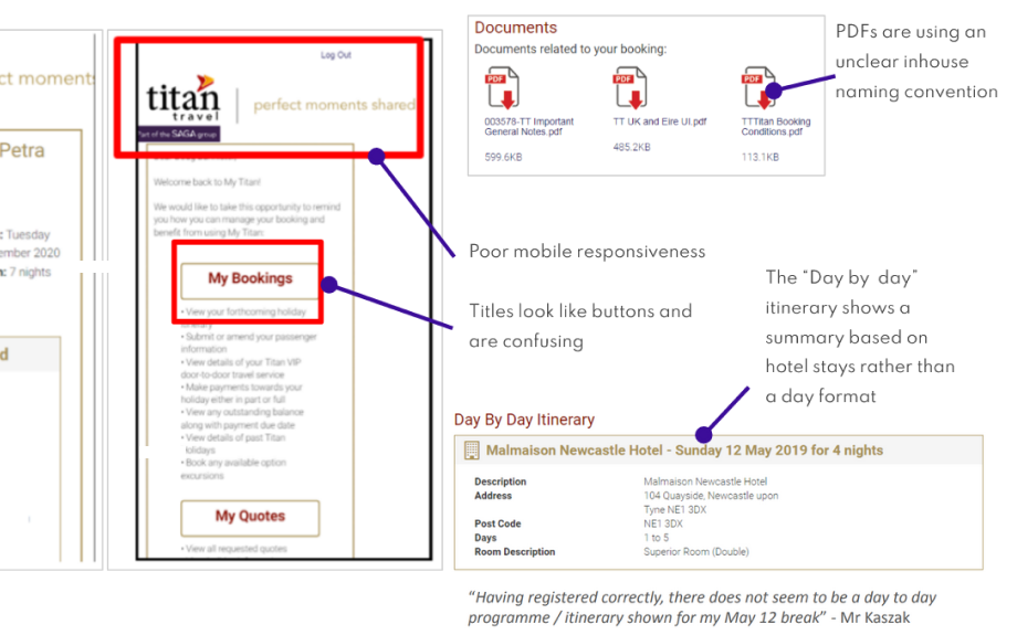 example of issues observed in ux audit