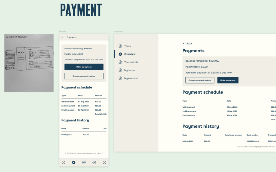 final layout of payment section