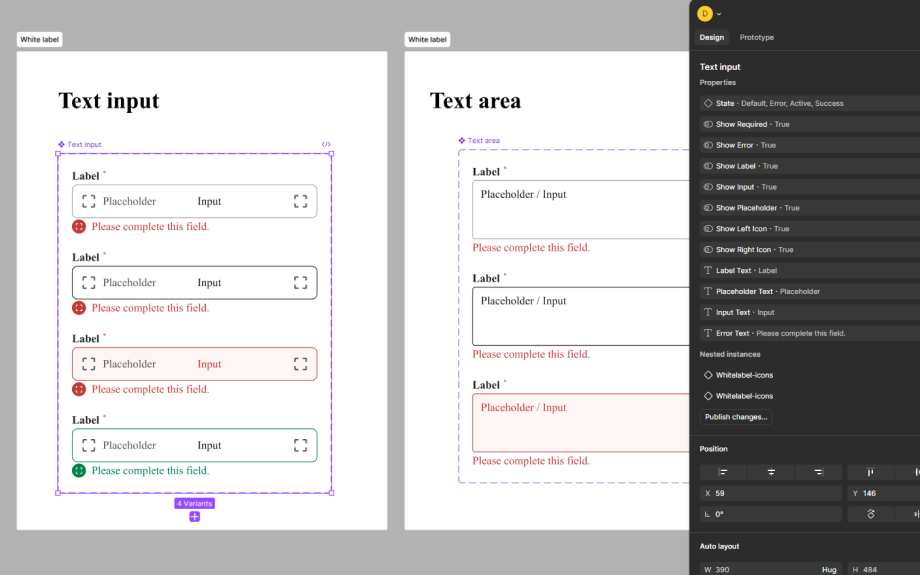 set up of properties in Figma